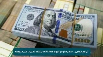 تراجع مفاجئ.. سعر الدولار اليوم 28/9/2025 يشهد تغيرات غير متوقعة